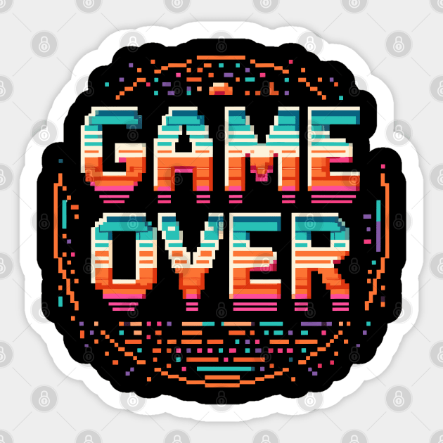 Game Over - retro gaming pixelart design Sticker by Ravenglow
